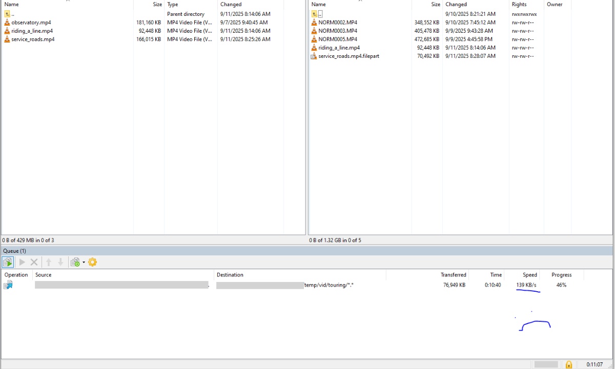 file transfer display